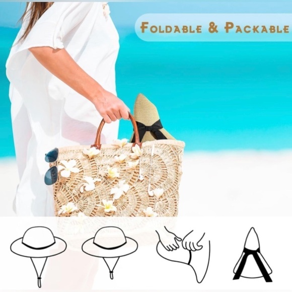Beautiful Wide Brim Sun Straw Floppy Foldable Summer Hat ? main image 6